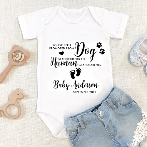 Cute Grandparents Pregnancy Reveal Custom Pet Dog  Baby Bodysuit