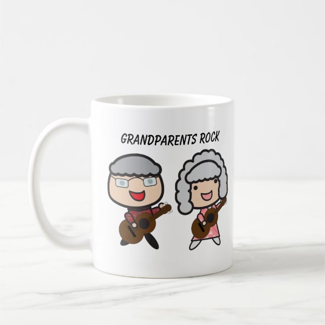 Cute Grandparents Rock Grandparent Day Personalize Coffee Mug (Left)