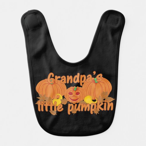 Cute Grandpas Little Pumpkin Halloween Baby Bib