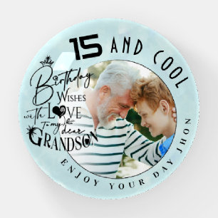 Cute Grandson Custom Photo Birthday Paperweight
