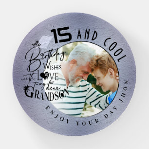 Cute Grandson Custom Photo Birthday Paperweight