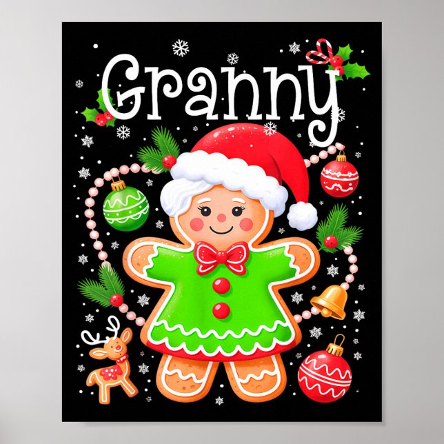 Cute Granny Gingerbread Family Matching Christmas  Poster (Front)
