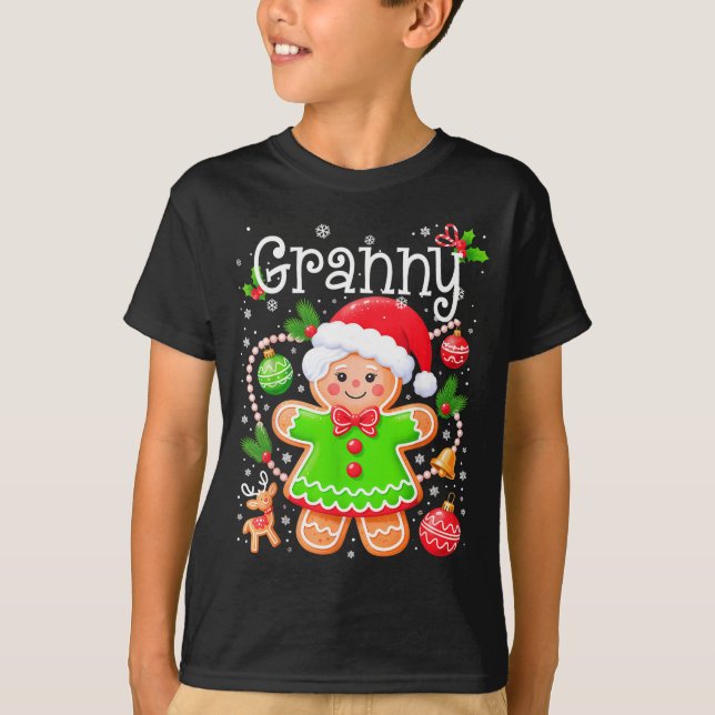 Cute Granny Gingerbread Family Matching Christmas  T-Shirt (Front)