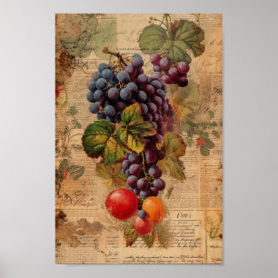 Cute Grape Collage Poster