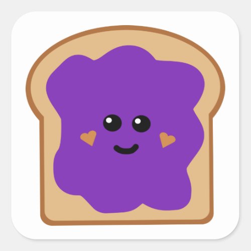 Cute Grape Jelly Bread Square Sticker