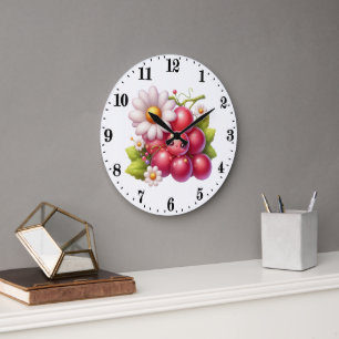 Cute grape lovers kitchen  large clock