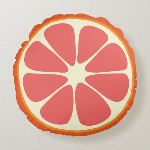 Cute Grapefruit Funny Foodie Citrus Fruit Slice Round Pillow