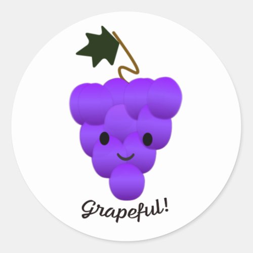 Cute Grapeful Grapes Classic Round Sticker