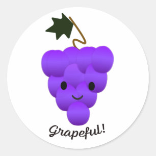 Cute Grapeful Grapes Classic Round Sticker