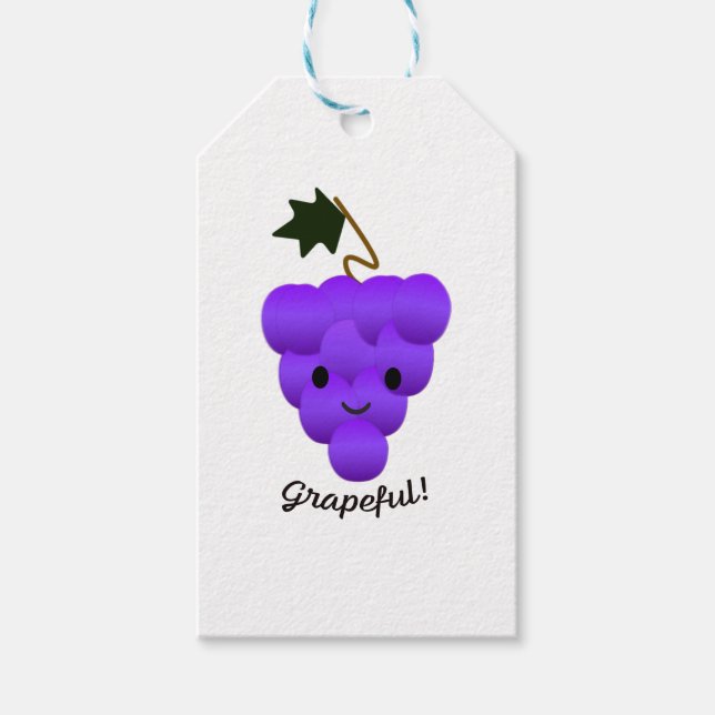 Cute Grapeful Grapes Gift Tags (Front)