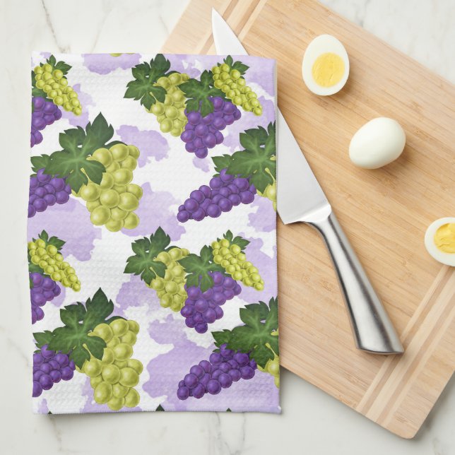 Cute grapes tiled fruit pattern kitchen kitchen towel (Quarter Fold)