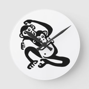 Cute graphic - BONOBO - Chimpanzee - wildlife Round Clock