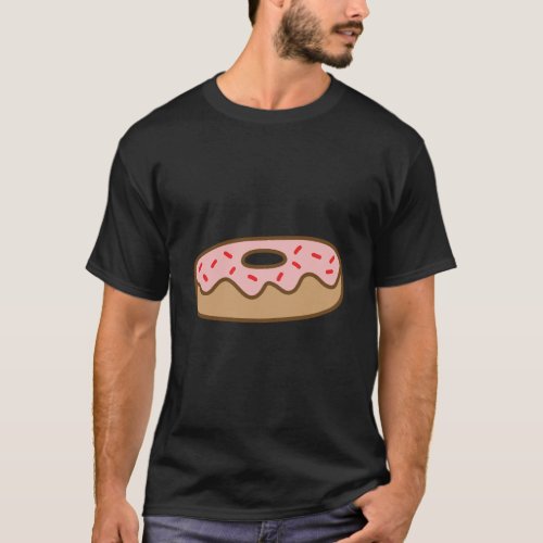 Cute Graphic Donut Drawing Pink Frosting And Sprin T_Shirt