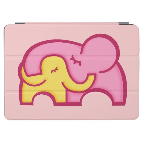 Cute graphic elephants cuddle  iPad air cover