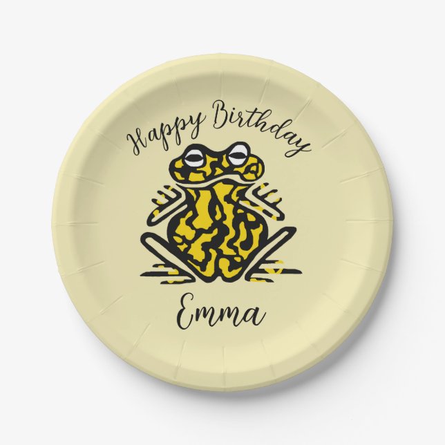 Cute graphic  FROG -  Party animal - wildlife Paper Plates (Front)