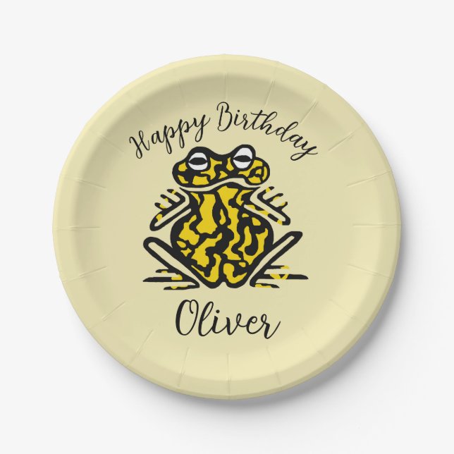 Cute graphic  FROG -  Party animal - wildlife Paper Plates (Front)