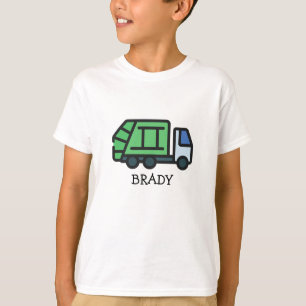 Cute Graphic Garbage Recycle Truck with Kids Name T-Shirt