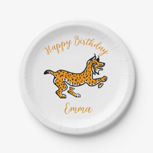 Cute graphic  LYNX  - Wildlife - Party Paper Plates (Front)