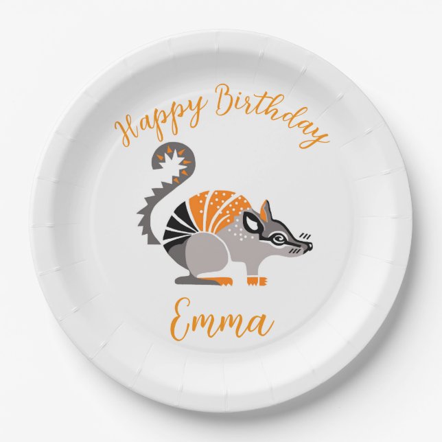 Cute graphic - NUMBAT- Wild animals- Party Paper Plates (Front)