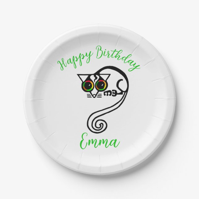Cute graphic POSSUM - Happy Birthday- Party Paper Plates (Front)