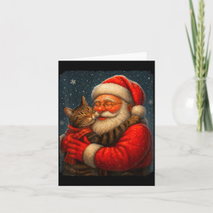 Cute Graphic Santa Hug Cat Christmas Xmas Women Me Card