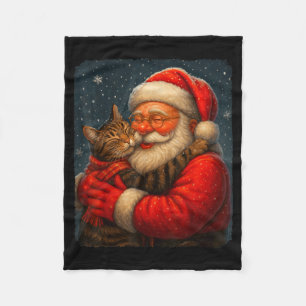 Cute Graphic Santa Hug Cat Christmas Xmas Women Me Fleece Blanket