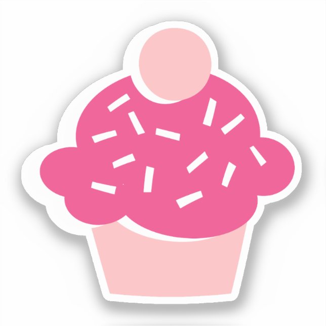 Cute Graphic Style Pink Cupcake Scrapbook Sticker (Front)