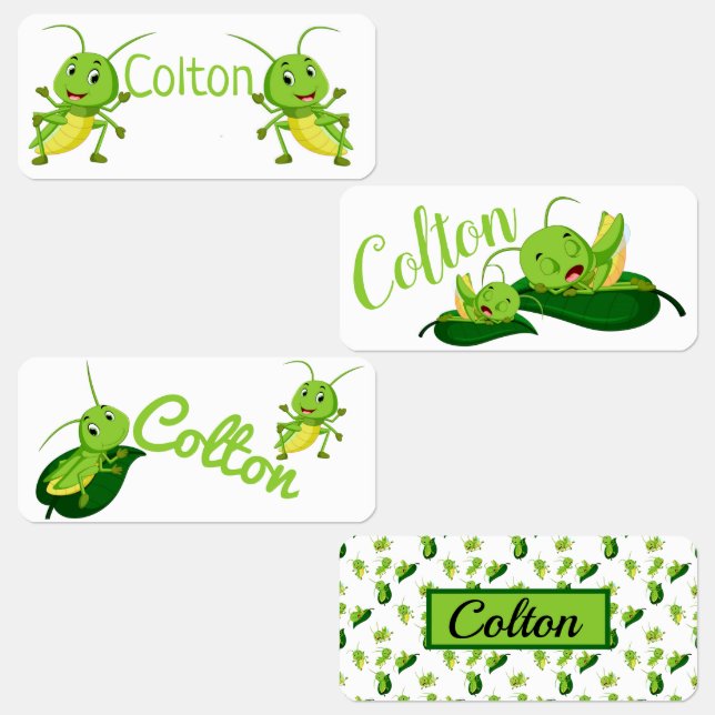 Cute Grasshoppers Labels (Group)