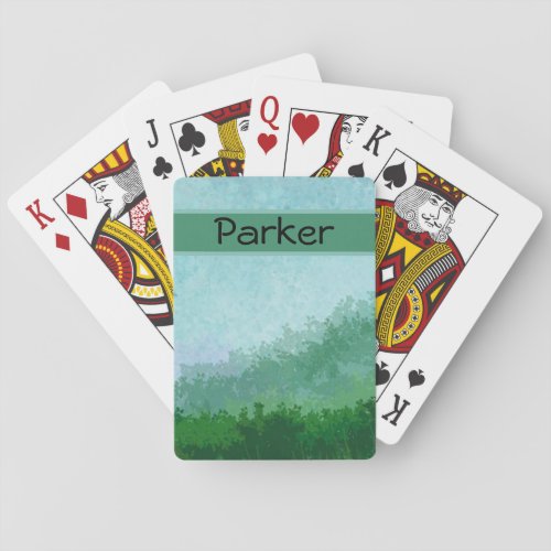 Cute Grassy Watercolor Hill Pastel Personalized Playing Cards
