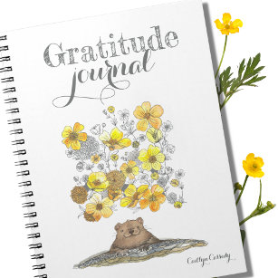 Cute Gratitude Journal Illustrated Flowers Name
