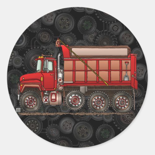 Cute Gravel Dump Truck Classic Round Sticker