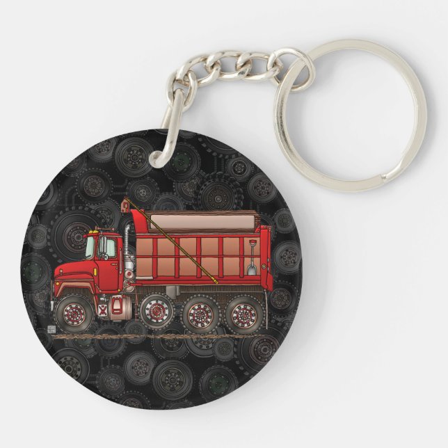 Cute Gravel Dump Truck Keychain (Back)