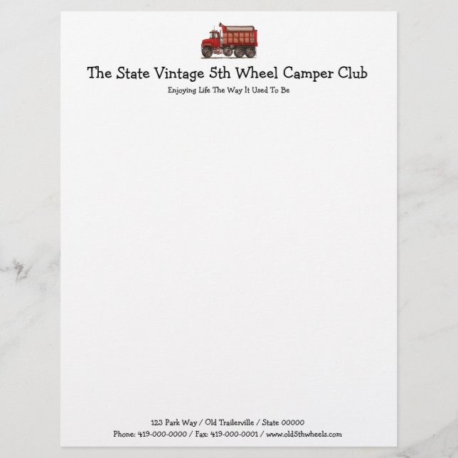 Cute Gravel Dump Truck Letterhead (Front)
