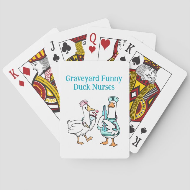 Cute Graveyard Funny Duck Nurses Poker Cards (Back)