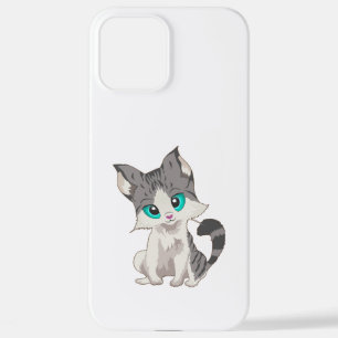 CUTE GRAY AND BEIGE LITTLE KITTEN WITH BLUE EYES iPhone 12 PRO MAX CASE