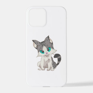 CUTE GRAY AND BEIGE LITTLE KITTEN WITH BLUE EYES iPhone 12 PRO CASE