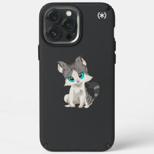 CUTE GRAY AND BEIGE LITTLE KITTEN WITH BLUE EYES SPECK iPhone 13 PRO MAX CASE
