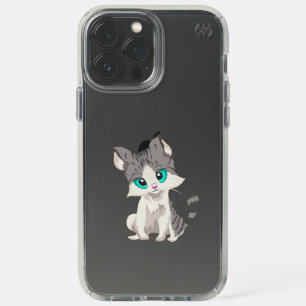 CUTE GRAY AND BEIGE LITTLE KITTEN WITH BLUE EYES SPECK iPhone 13 PRO MAX CASE