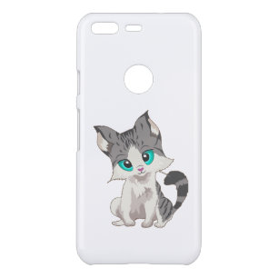 CUTE GRAY AND BEIGE LITTLE KITTEN WITH BLUE EYES UNCOMMON GOOGLE PIXEL CASE