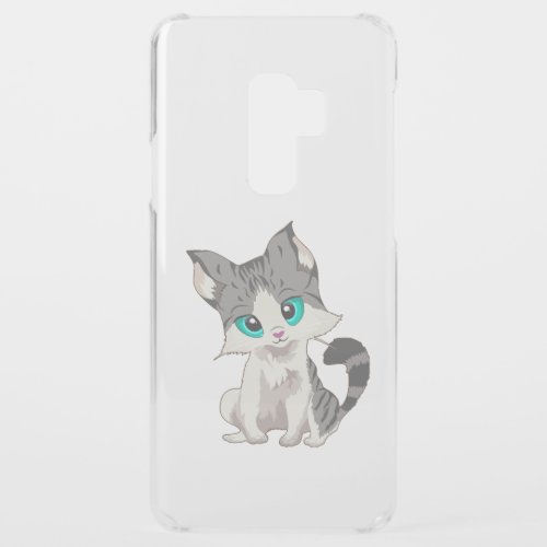CUTE GRAY AND BEIGE LITTLE KITTEN WITH BLUE EYES UNCOMMON SAMSUNG GALAXY S9 PLUS CASE