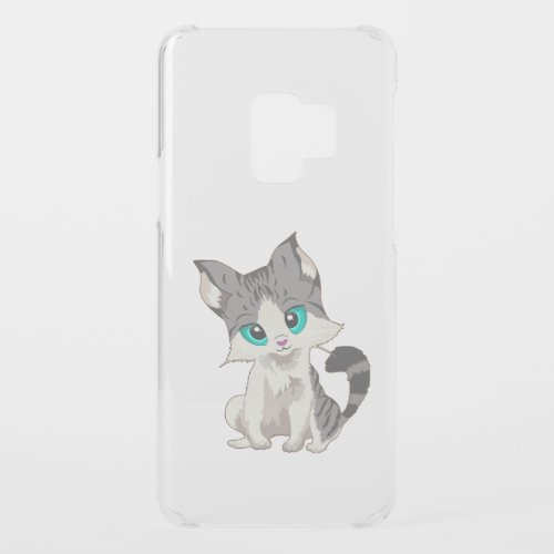 CUTE GRAY AND BEIGE LITTLE KITTEN WITH BLUE EYES UNCOMMON SAMSUNG GALAXY S9 CASE