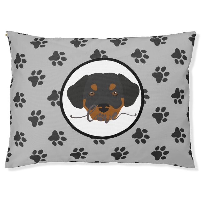 Cute gray and black paw print Dog Bed (Front)