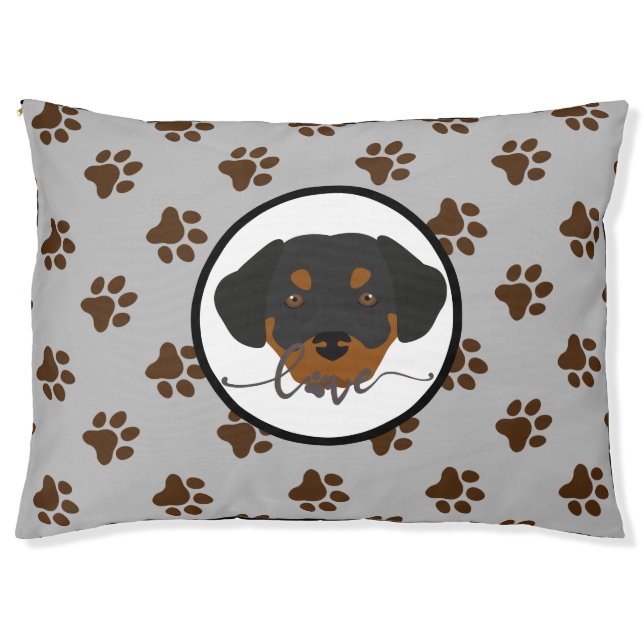 Cute gray and brown paw print Dog Bed (Front)