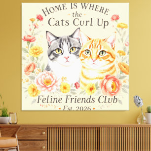 Cute Gray and Orange Tabby Cat Lovers Design Canvas Print