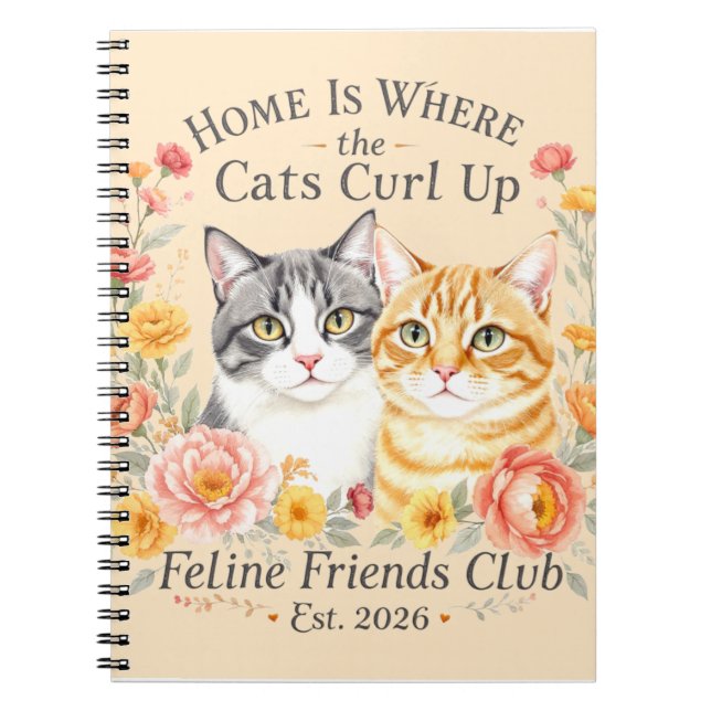 Cute Gray and Orange Tabby Cat Lovers Design  Notebook (Front)
