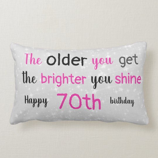 Cute Gray And Pink 70th Birthday Lumbar Pillow