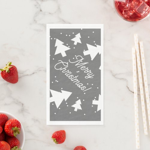 Cute gray and white Christmas tree silhouettes Paper Guest Towels