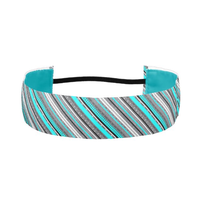 Cute gray aqua aztec patterns athletic headband (Front)