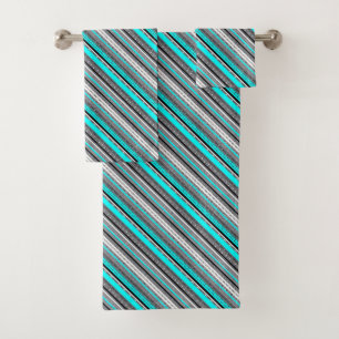 Cute gray aqua aztec patterns bath towel set
