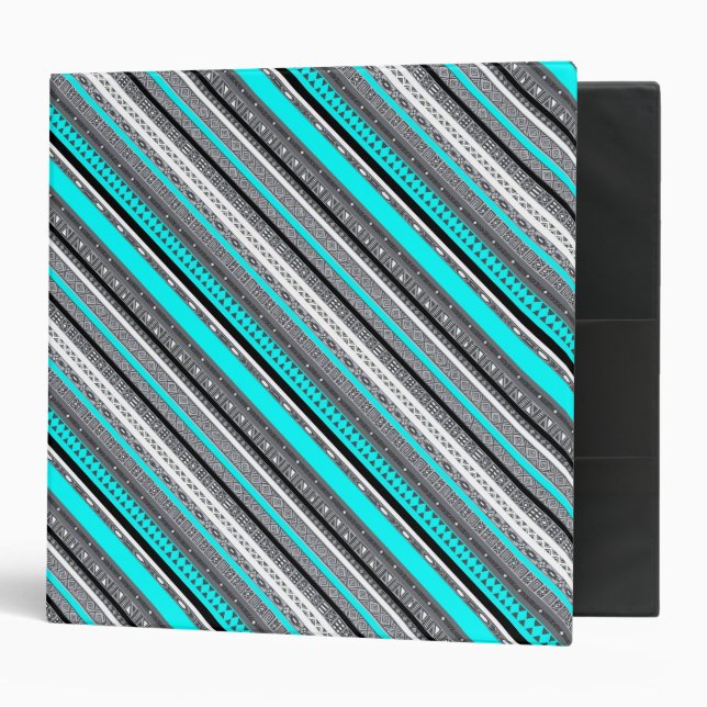 Cute gray aqua aztec patterns binder (Front/Inside)